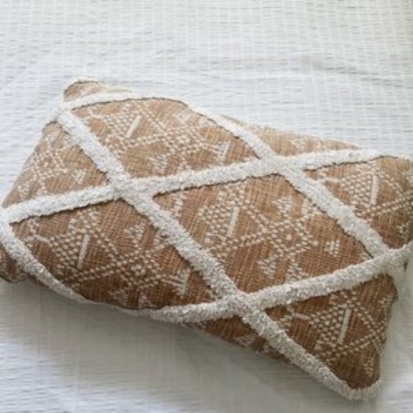 COPY - Mustard Yellow & Cream Boho Rectangular Throw Pillow - Picture 2 of 5